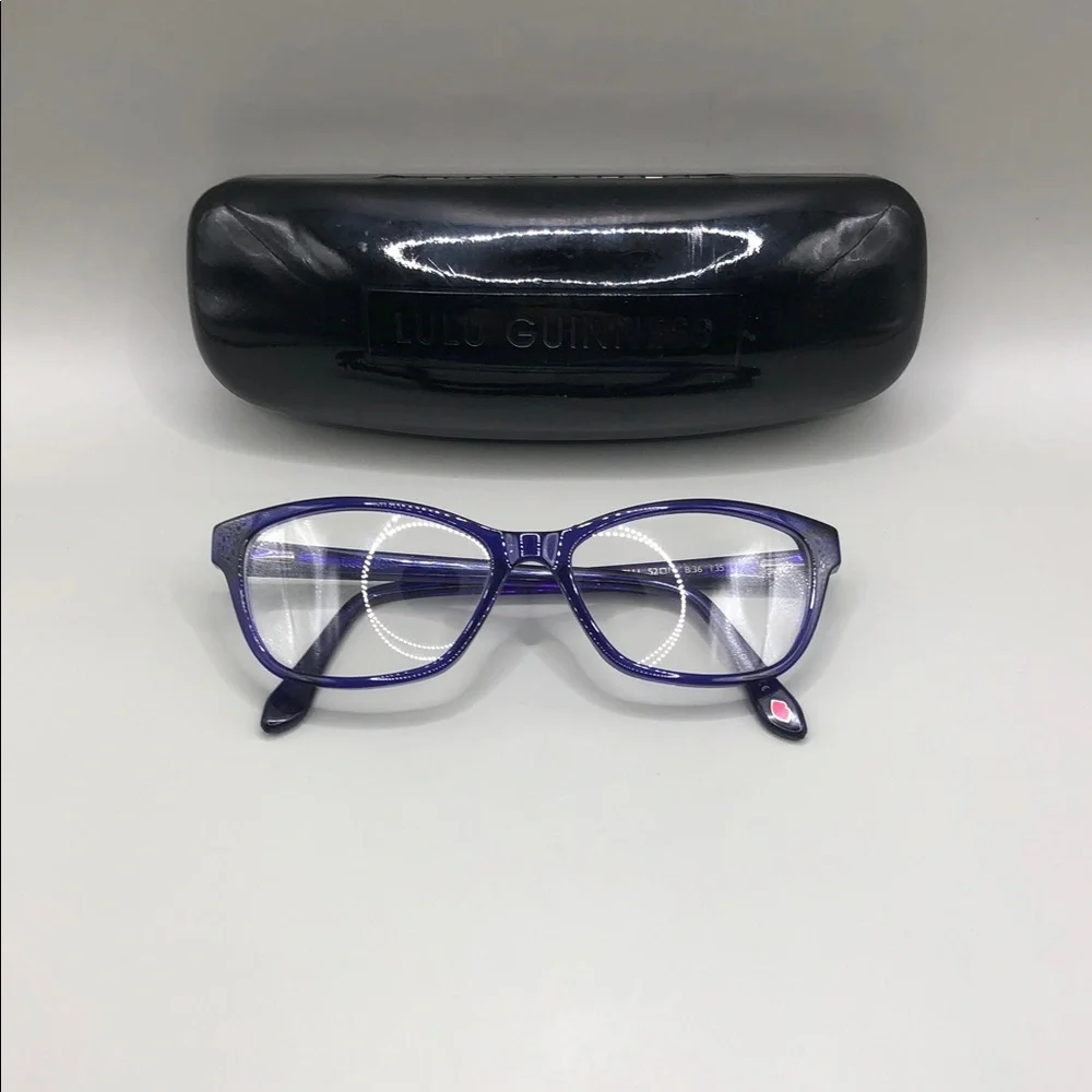 Lulu Guinness L886 Glasses FRAMES Indigo Blue w Crystals 52-15-135 Cat Eye